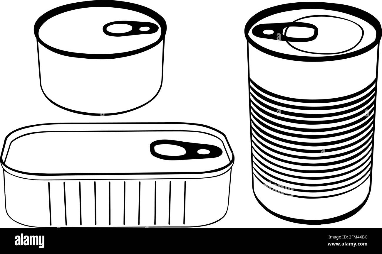 set of different cans Stock Vector
