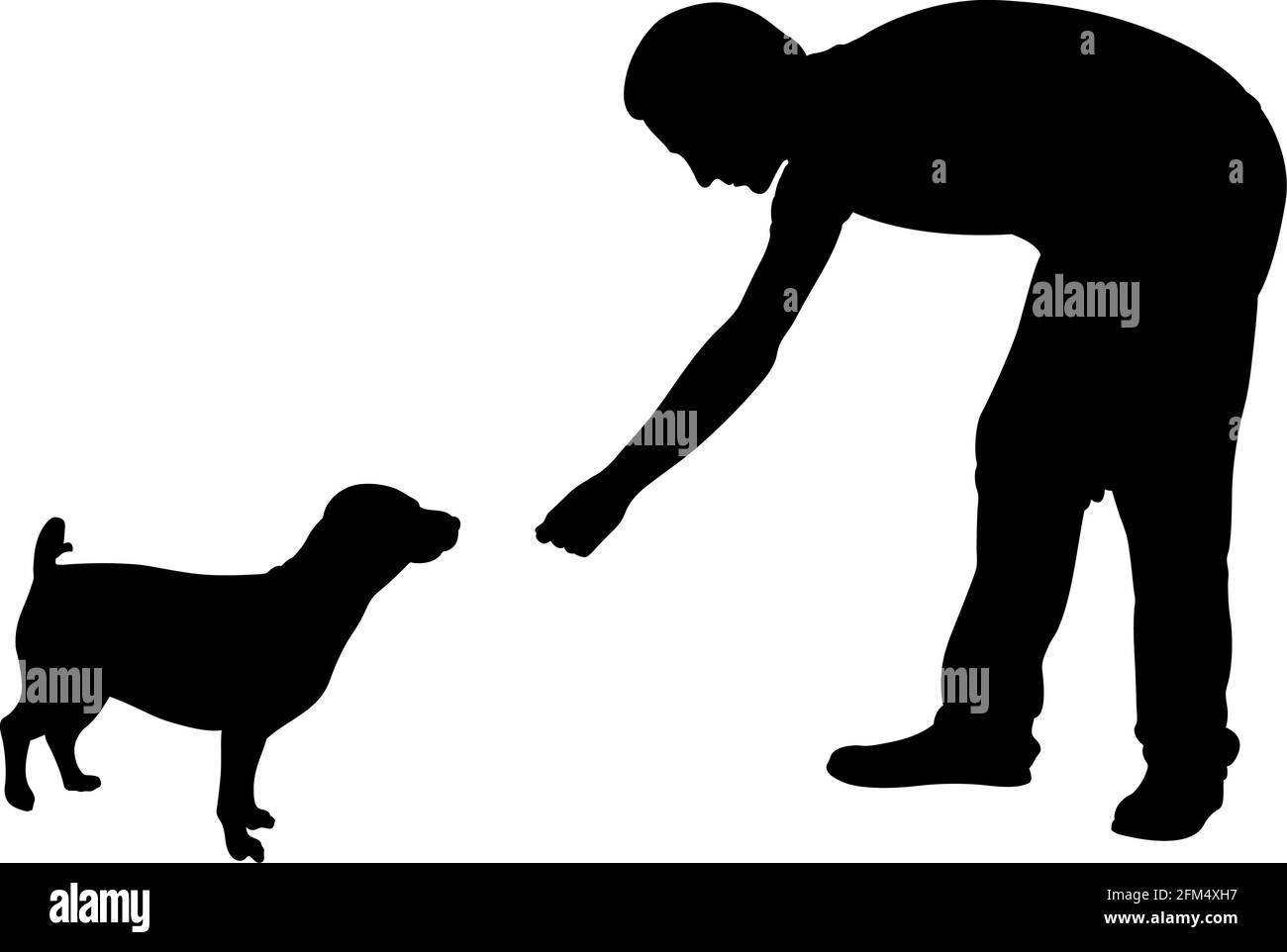 man feeding dog Stock Vector