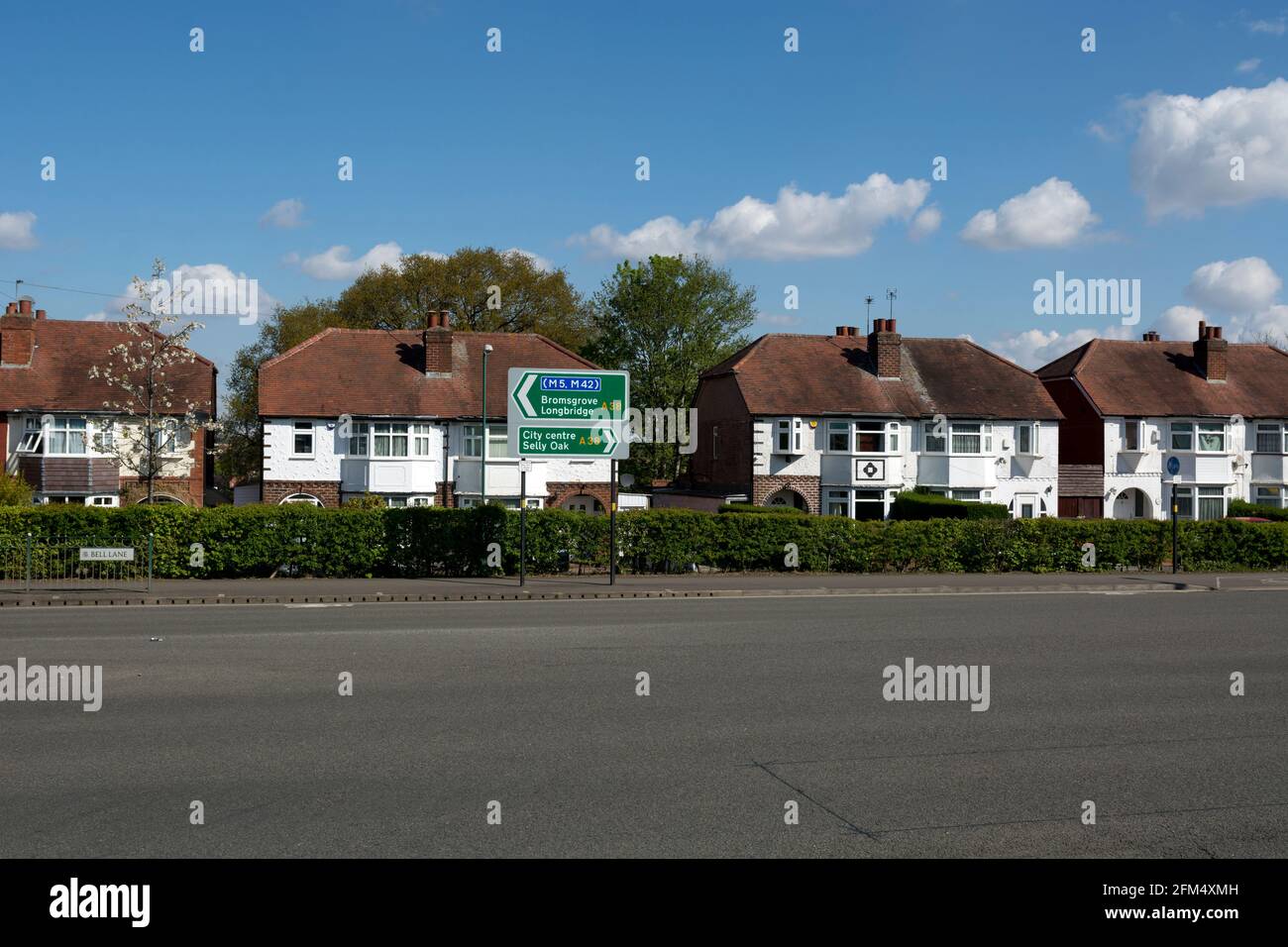 Semidetached houses on the A38 road, Northfield, Birmingham, West