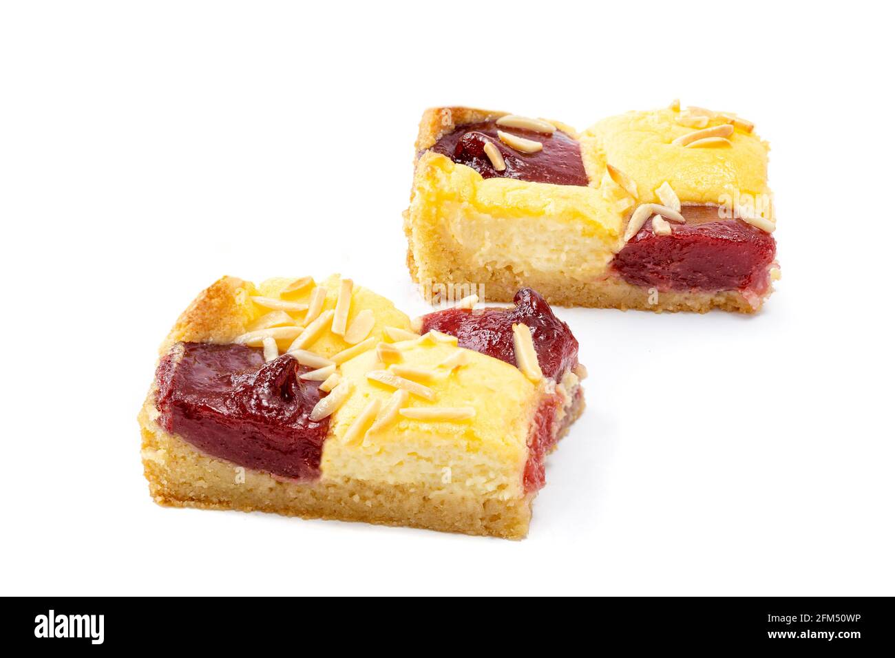 two Strawberry Almond Cake isolated on white Background Stock Photo - Alamy