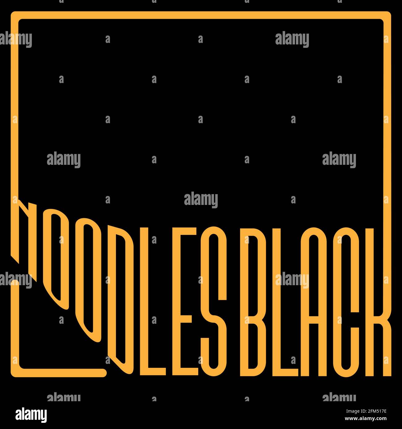 minimal black logo lettering of black noodles in a square on a black background 1 Stock Vector