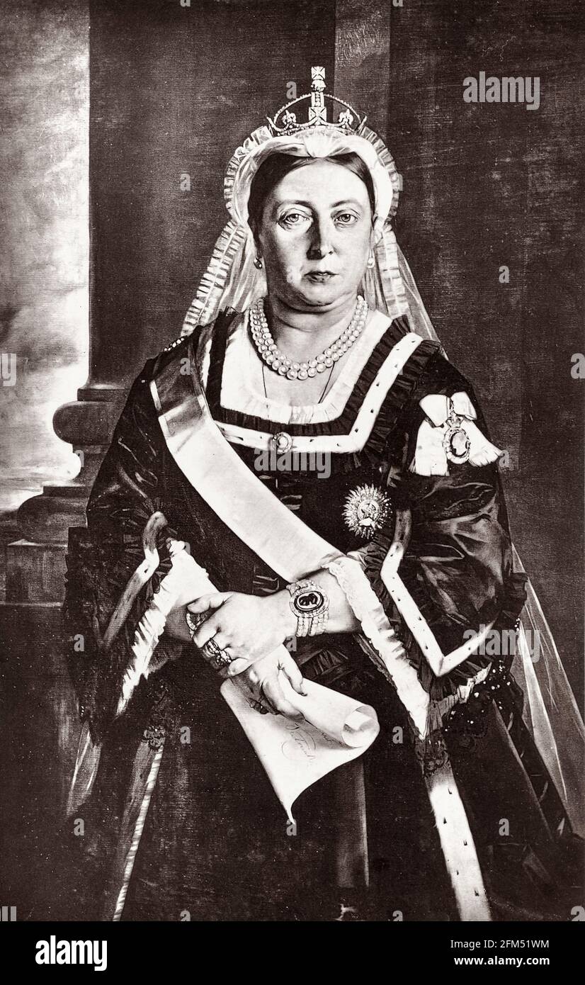 Her Majesty Queen Victoria (1819-1901), Empress of India, portrait print  by Bourne & Shepherd, 1877 Stock Photo