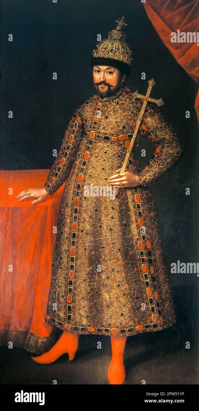 Michael I of Russia, (1596-1645), first, Tsar, of the, Romanov Dynasty, portrait painting by Johann Heinrich Wedekind, 1728 Stock Photo