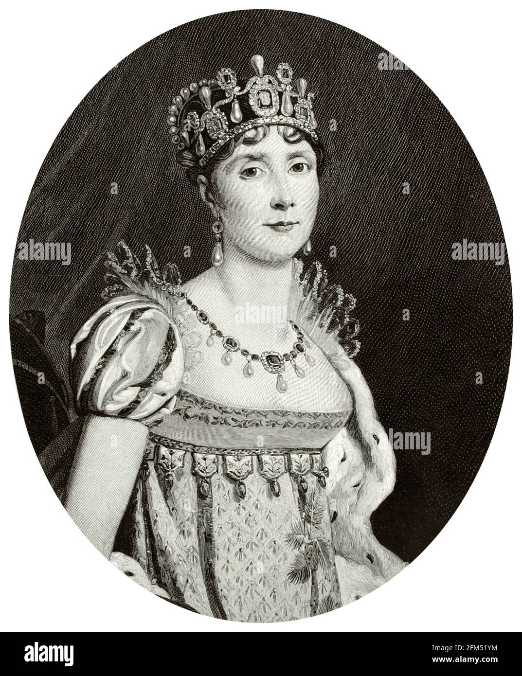 Joséphine Bonaparte (1763-1814), Empress Consort of France (1804-18100), wife of Emperor Napoleon I of France, portrait engraving by Henry Wolf, 1895 Stock Photo