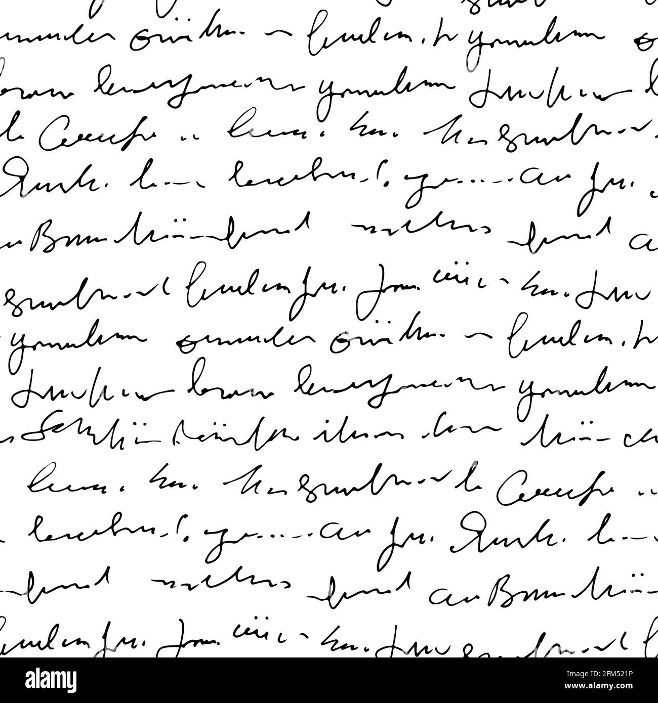 Handwritten abstract text vector seamless pattern, vector monochrome ...