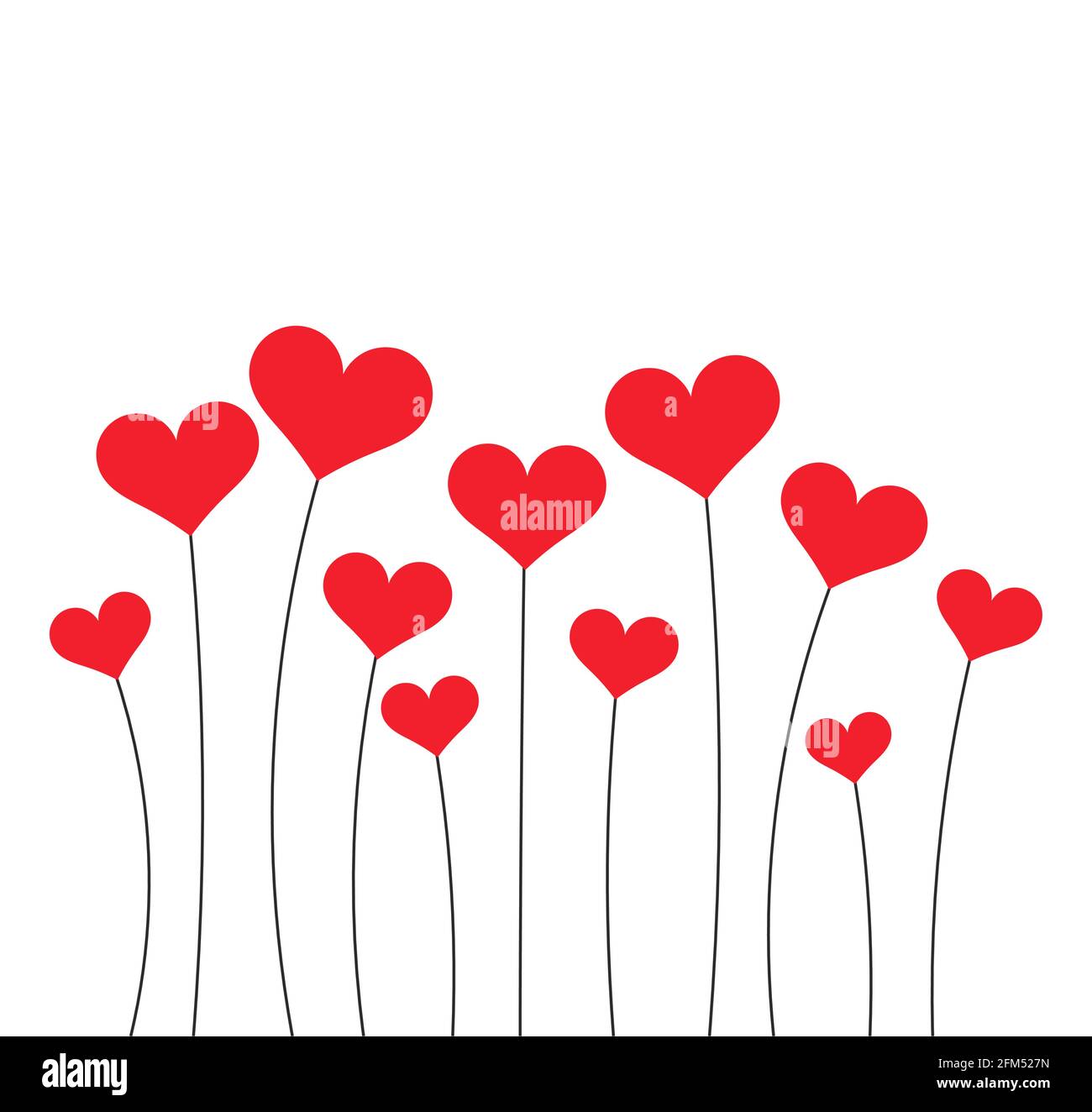 Red hearts growing on stems illustration Stock Vector Image & Art - Alamy