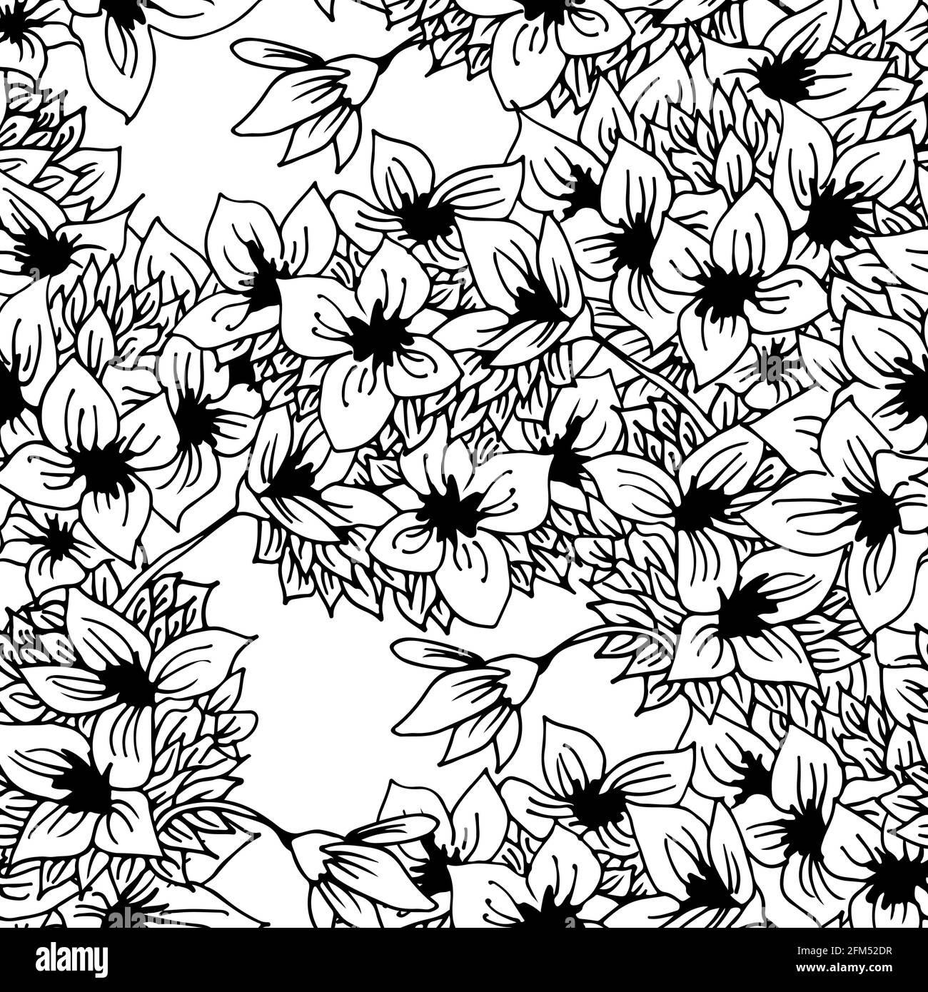 Herbs and flowers seamless vector pattern, isolated on white background ...