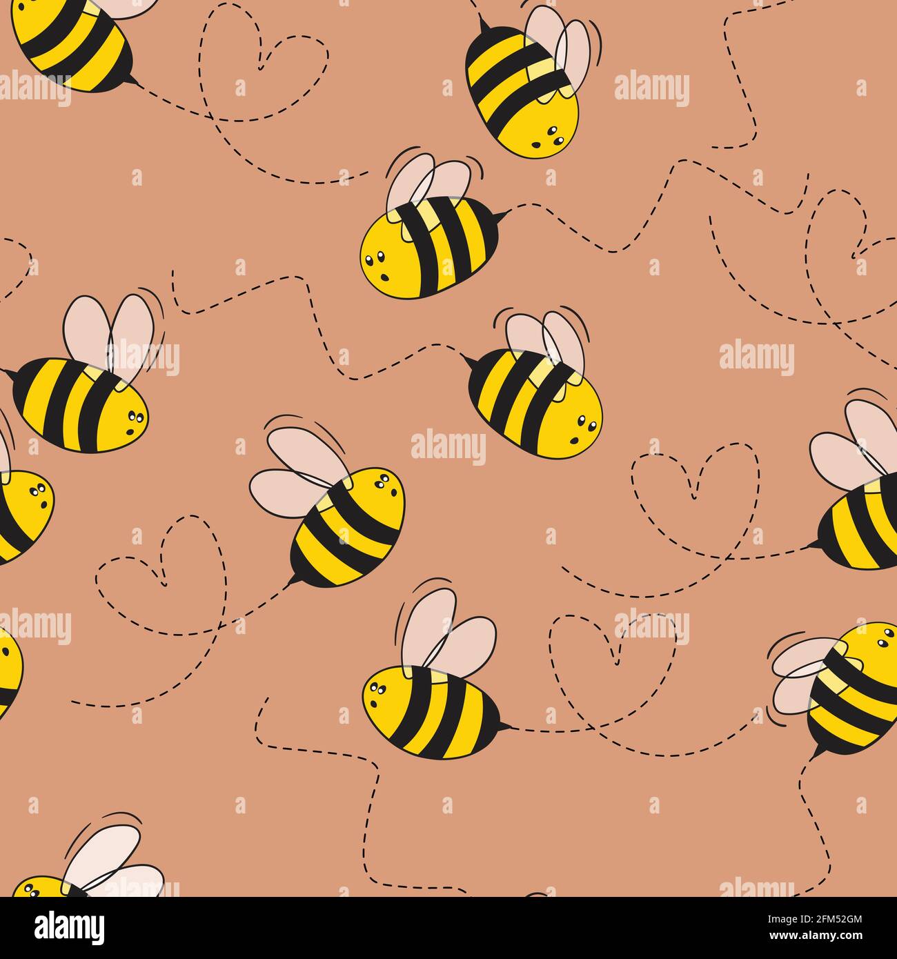 Seamless pattern with bees on color background. Small wasp. Vector ...