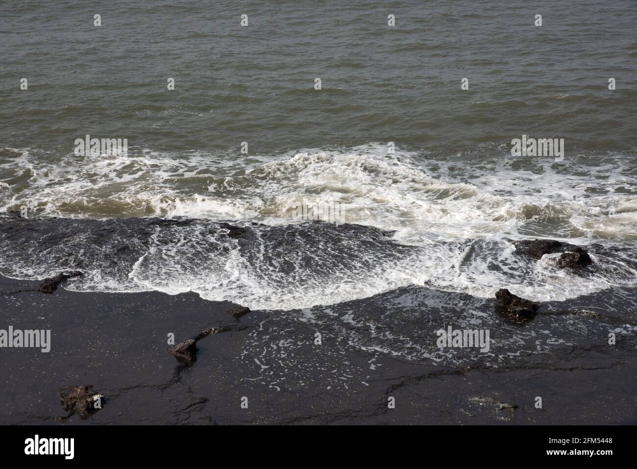 Wind generated waves, Harnai Port, Konkan, Maharashtra, India Stock Photo