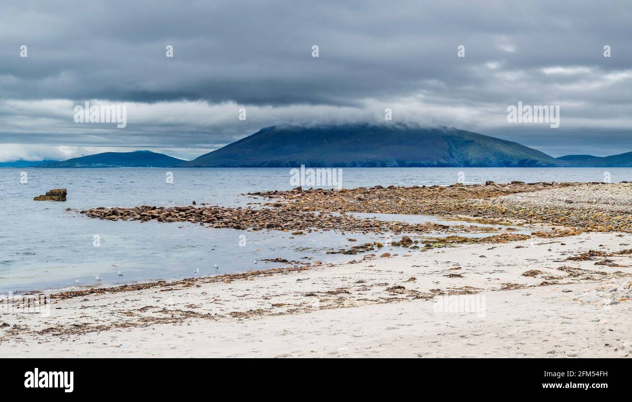 View towards Achill Island from Falmore (An Fal Mor), Mullet Peninsula, County Mayo, Ireland Stock Photo