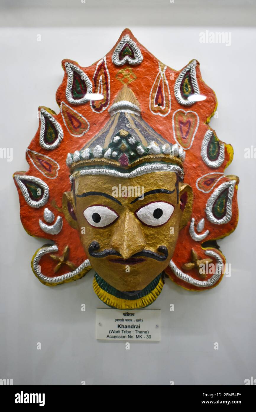 Mask - Khandrai, Museum, Tribal Research and Training Institute Tribal Cultural Museum, Pune, Maharashtra, India Stock Photo