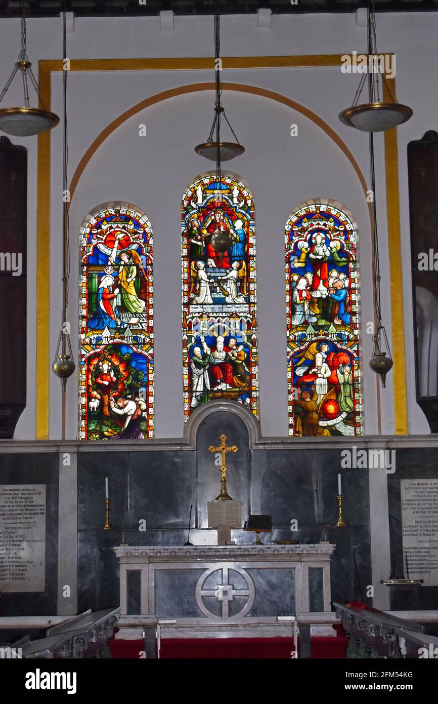 Stained glass Oil Painting, St. Mary's Church, Church of North India, Consecrated 3rd July 1825