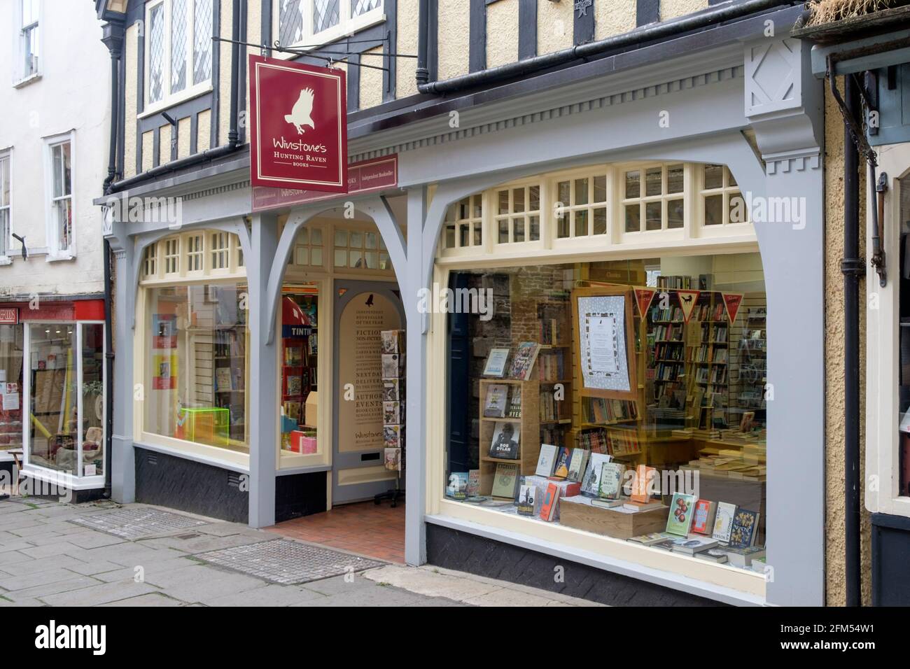 Around Frome an attractive Somerset town, england uk Winstones, an Independent book seller on Cheap st. Stock Photo