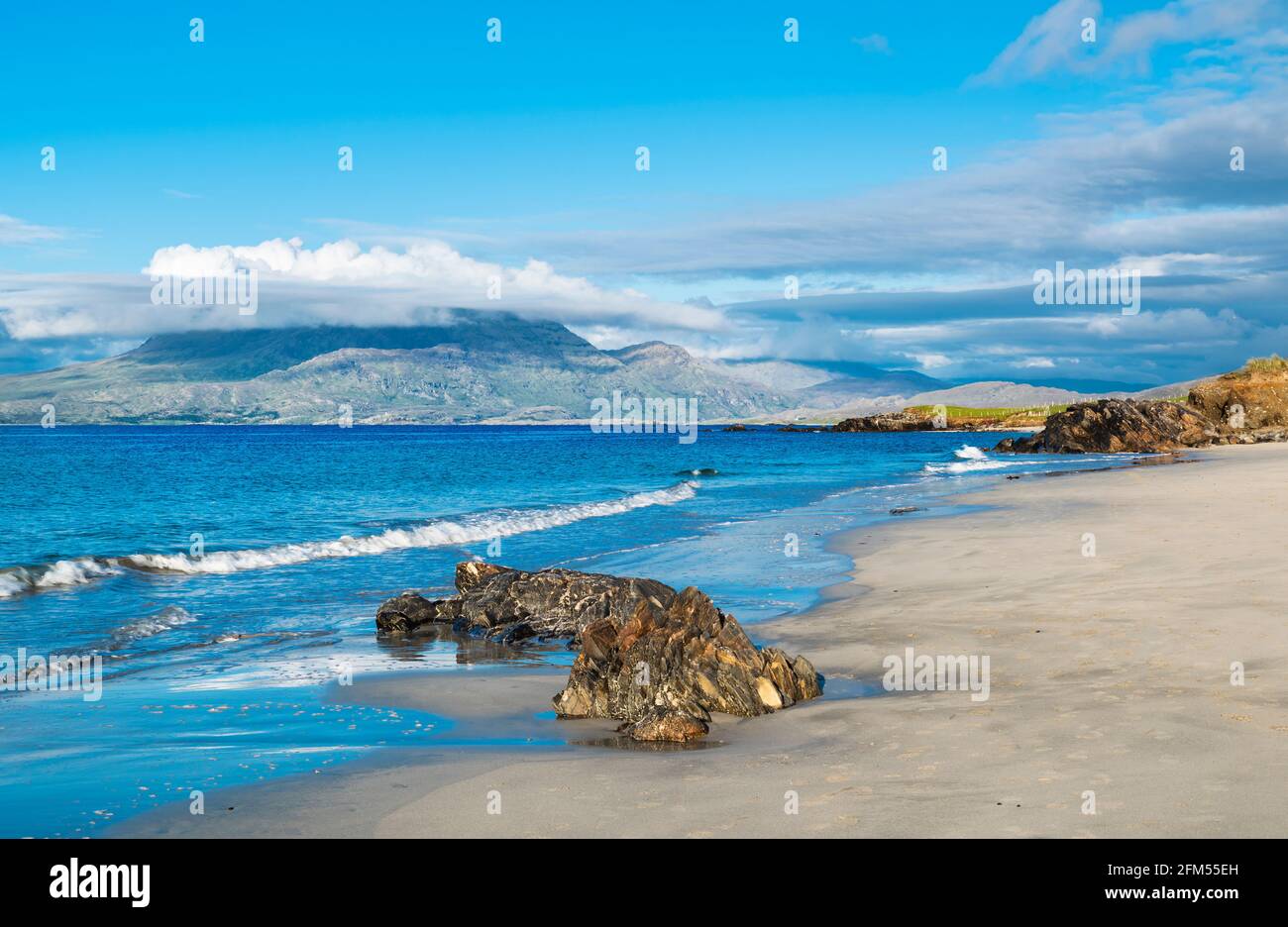 Renvyle Beach, Renvyle Peninsula, Connemara, County Galway, Ireland, looking towards County Mayo Stock Photo