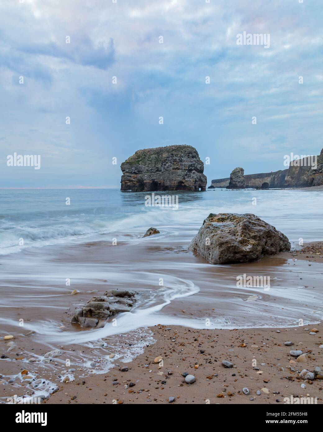 Marsden Rock and Beach, South Shields. Stock Photo