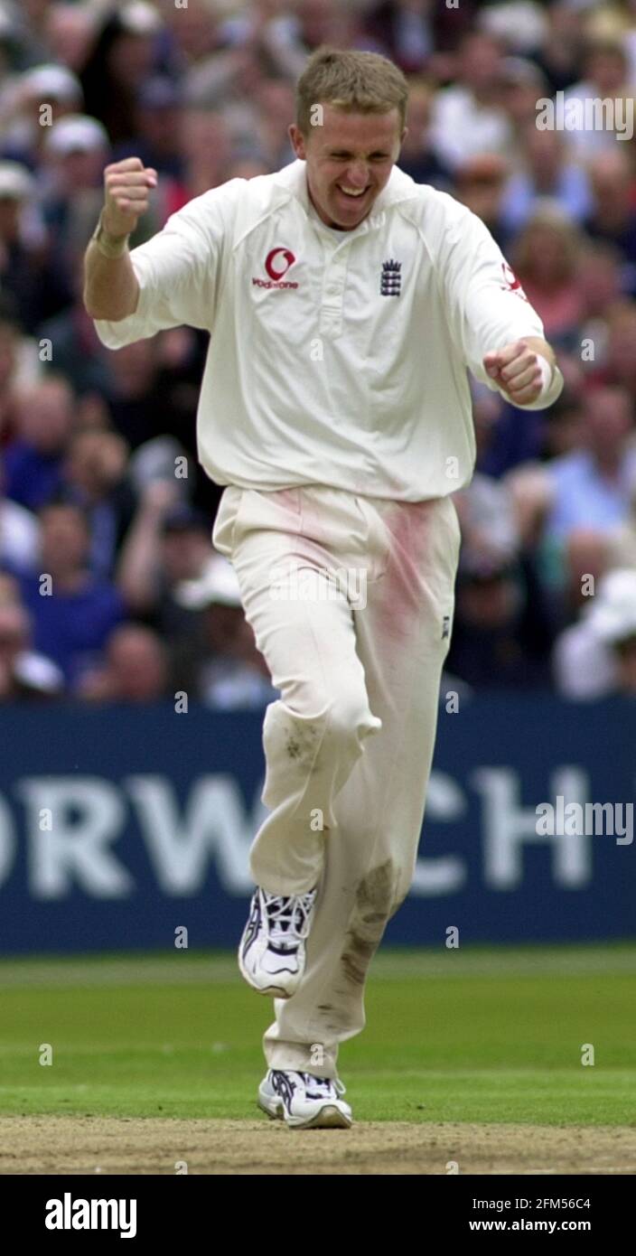 Dominic Cork Cricket Player of England, Aug 2000 takes the wicket of