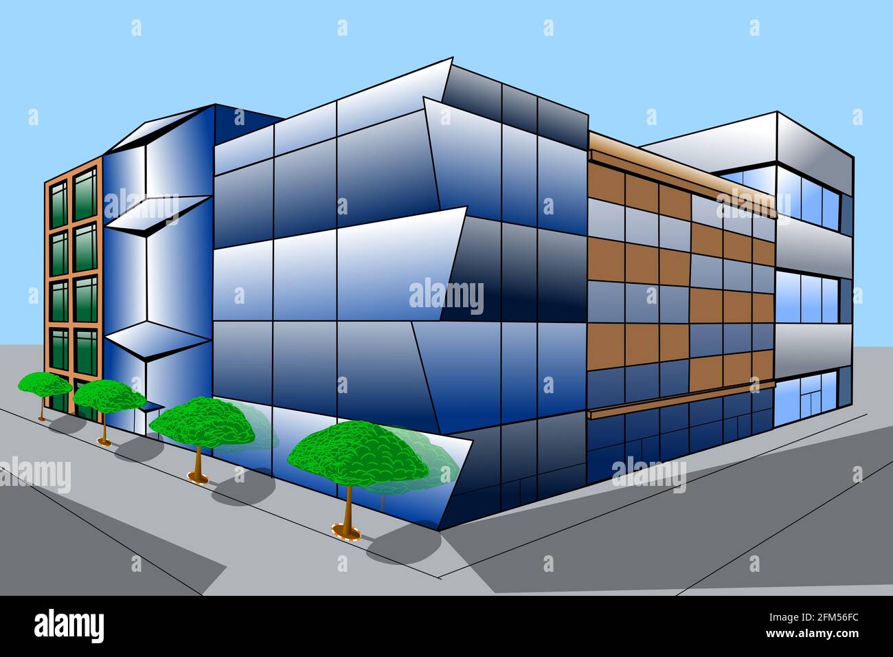 Sketch of Modern Office Building Business architecture, apartment and office urban landscape, development and real estate business concept Stock Photo