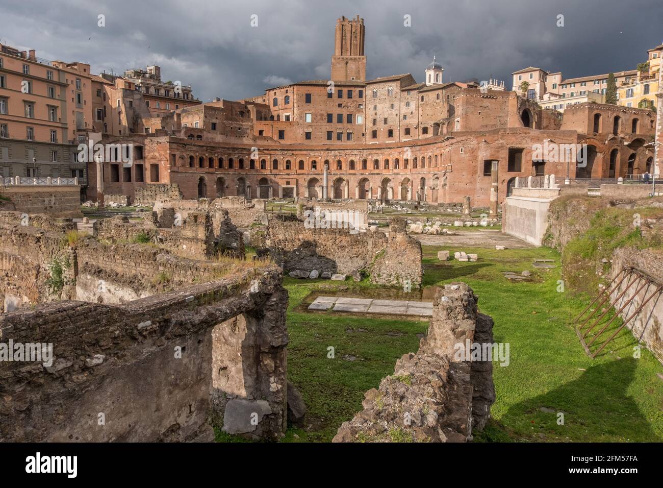 Beautiful view of Rome in Italy. The ancient historical ruins, famous ...