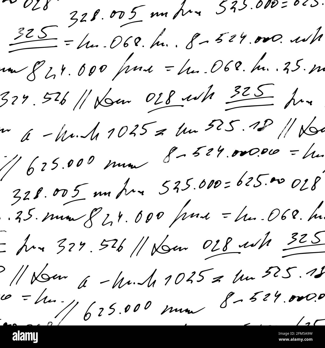 Handwritten abstract text and digits vector seamless pattern, vector ...