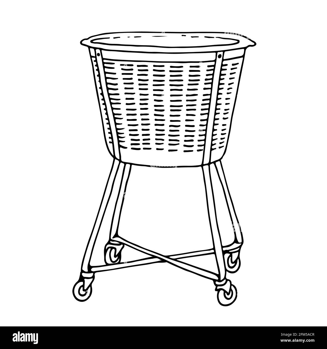 Laundry Bucket Vector Cartoon Illustration Isolated On A White