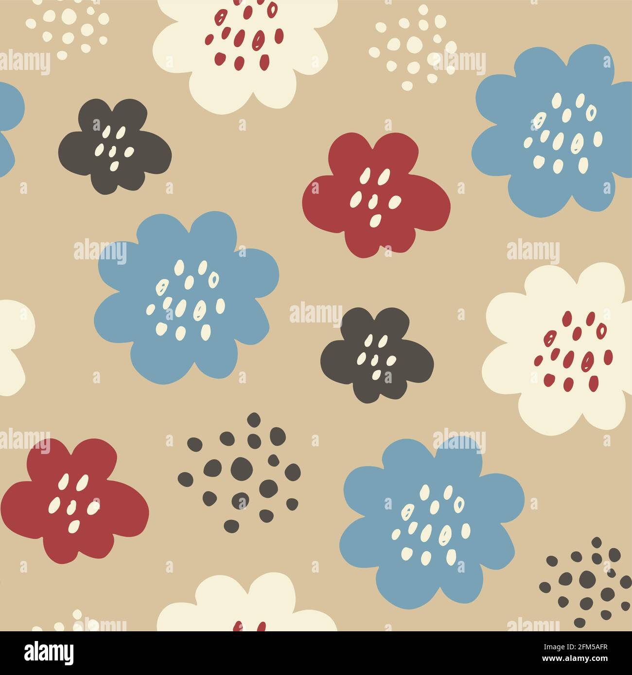 Flowers and branches seamless pattern, hand drawn vector floral ...