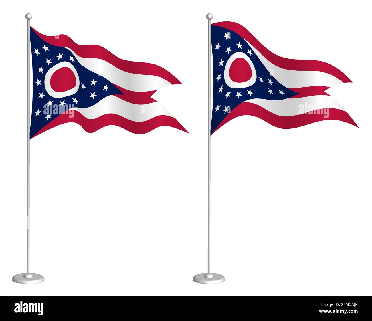 flag of american state of Ohio on flagpole waving in wind. Holiday ...