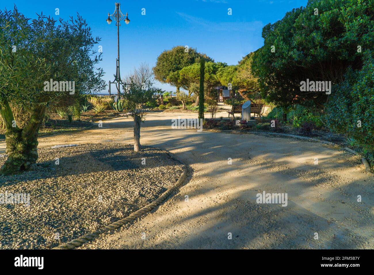 The Mediterranean Garden on the seafront at Clacton on Sea Essex UK. April 2021. Stock Photo