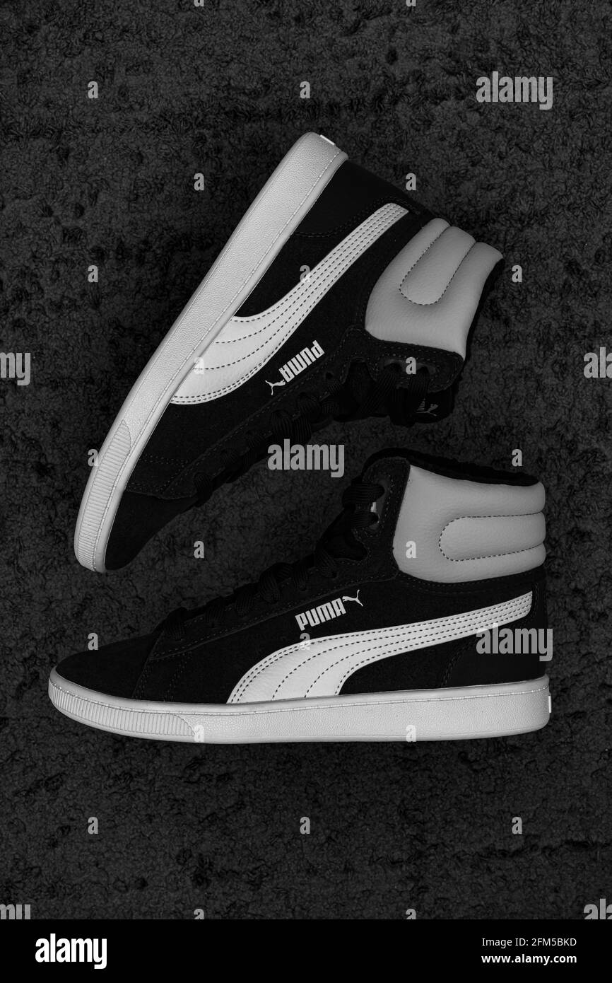 Puma training shoes Black and White Stock Photos & Images - Alamy