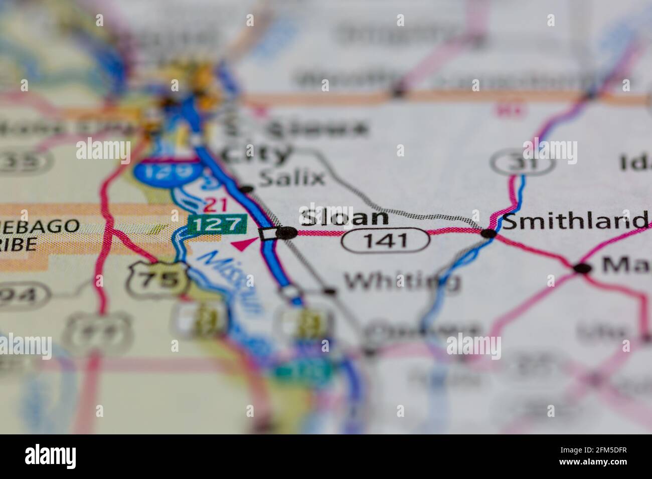 Sloan Iowa USA Shown on a Geography map or road map Stock Photo Alamy