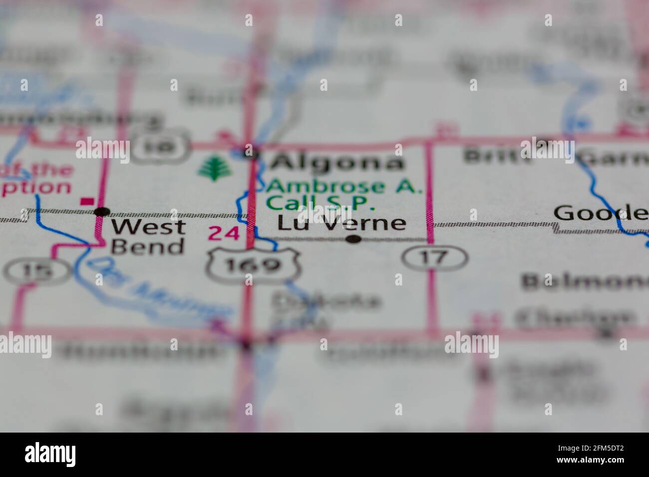Lu Verne Iowa USA Shown on a Geography map or road map Stock Photo