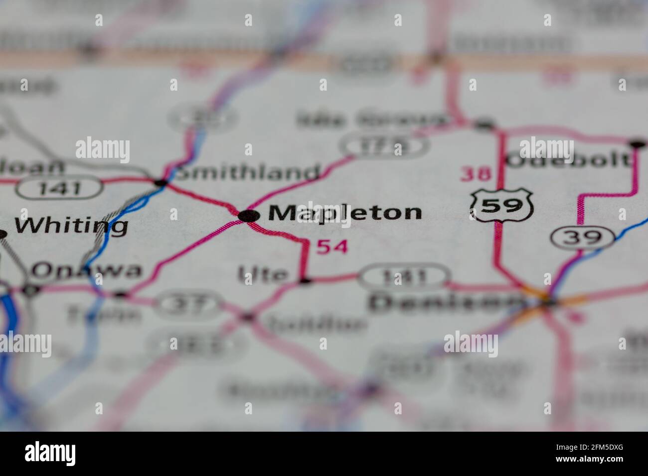 Mapleton Iowa USA Shown on a Geography map or road map Stock Photo Alamy
