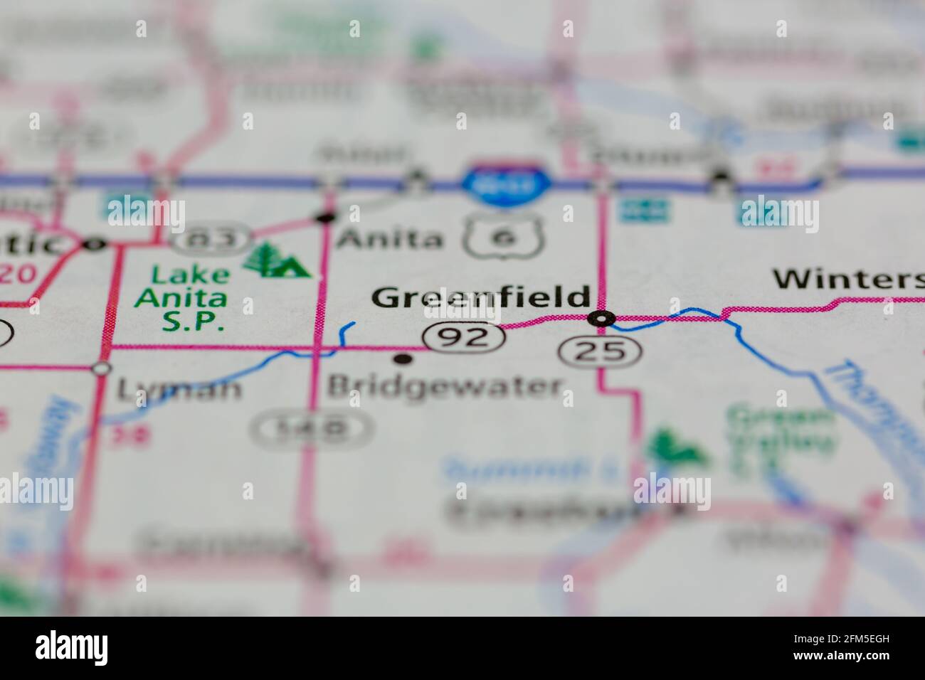 Greenfield Iowa USA Shown on a Geography map or road map Stock 