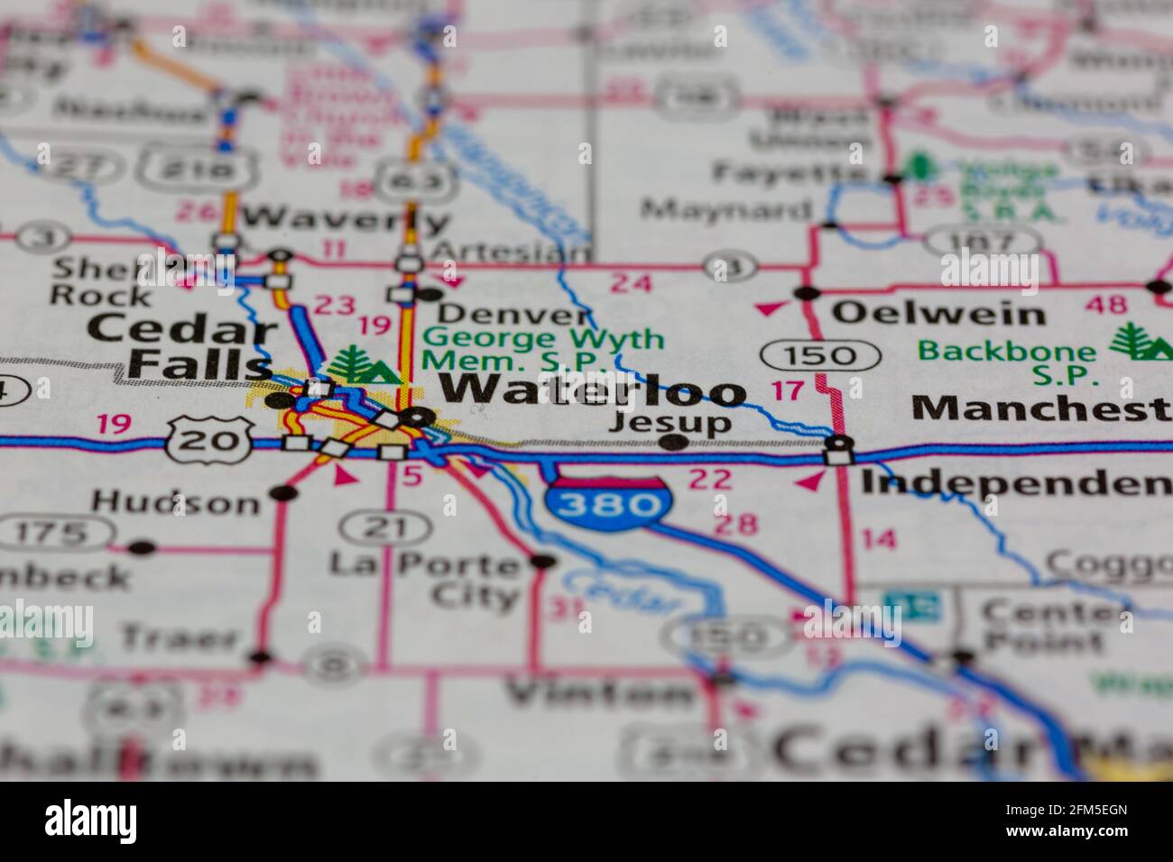 Waterloo Iowa USA Shown on a Geography map or road map Stock Photo