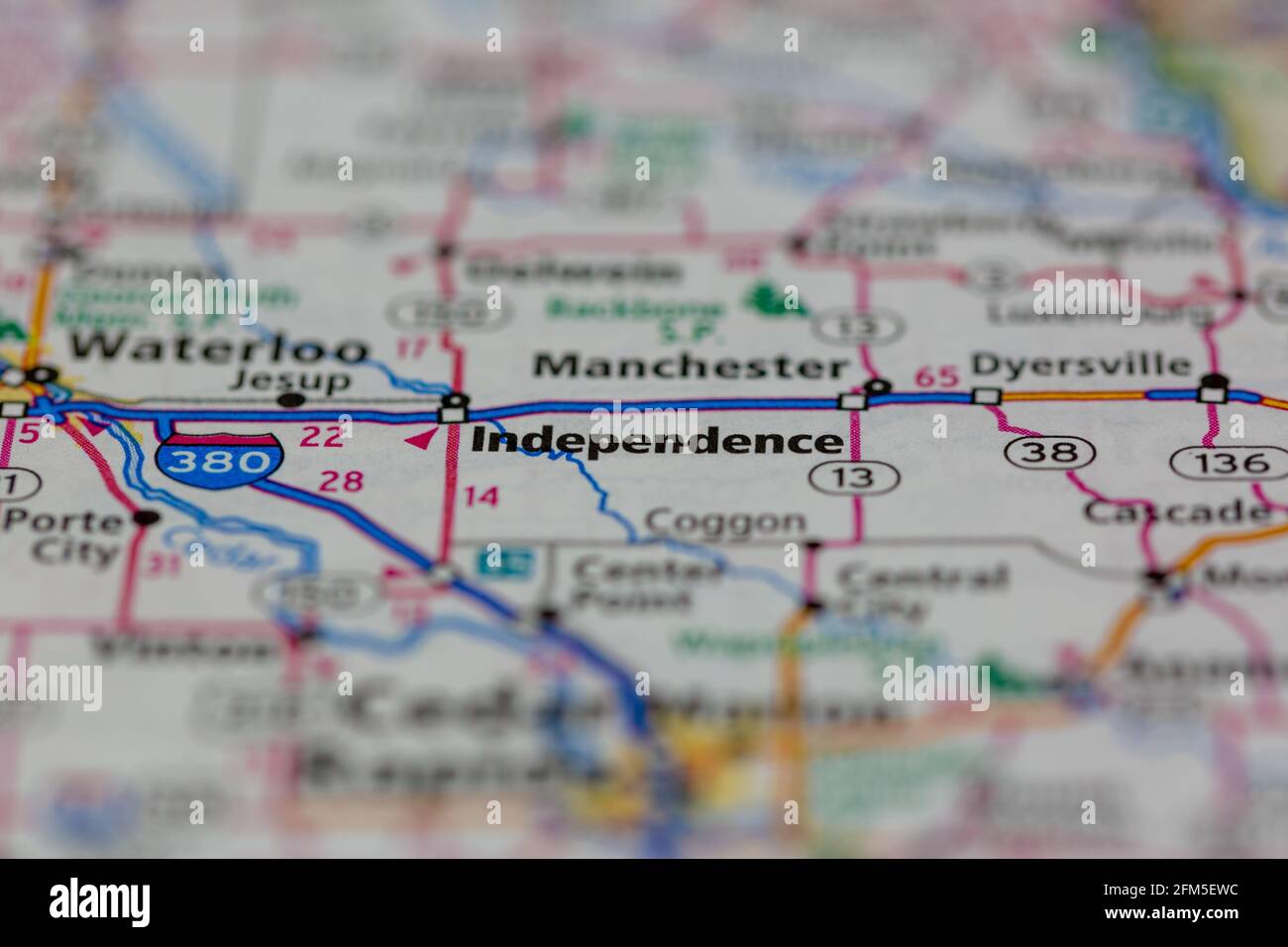 Independence Iowa USA Shown on a Geography map or road map Stock Photo