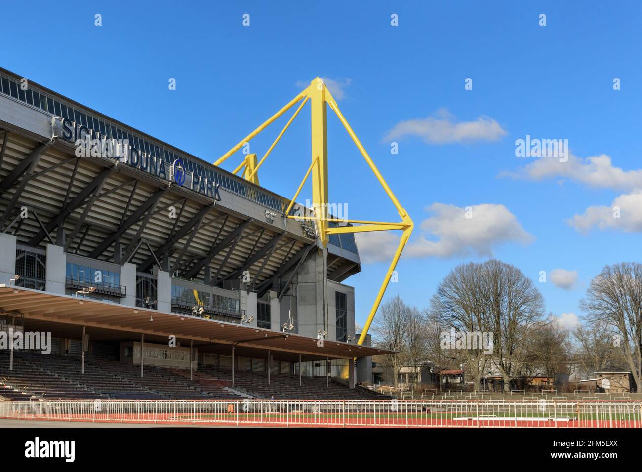 Signal Iduna Park, Borussia Dortmund football club BVB09 stadium arena exterior, Dortmund, Germany Stock Photo