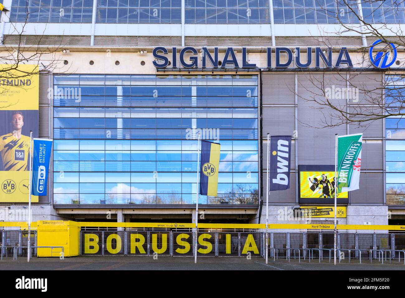 Signal Iduna Park, Borussia Dortmund football club BVB09 stadium arena front exterior, Dortmund, Germany Stock Photo