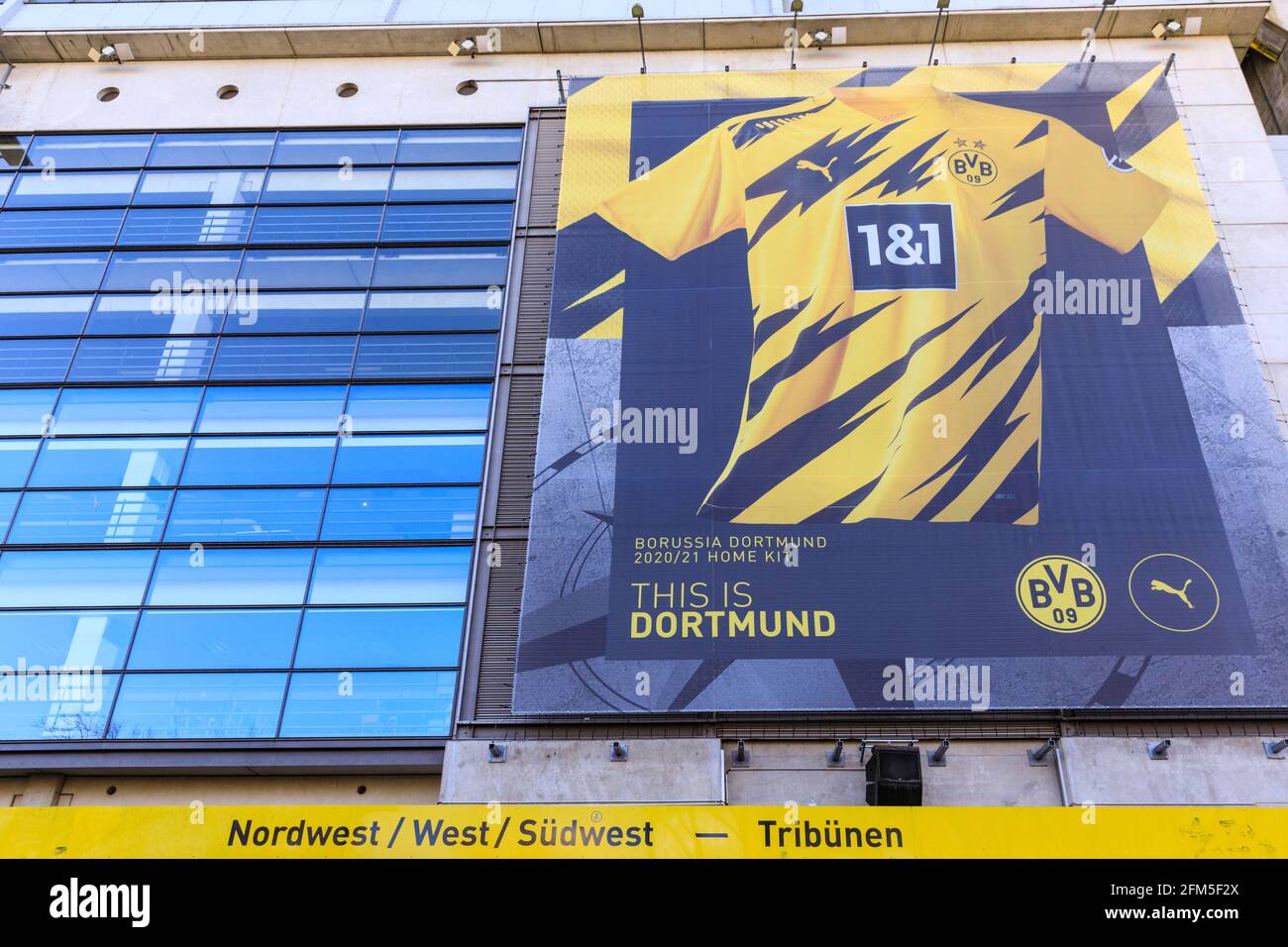 Signal Iduna Park, Borussia Dortmund football club BVB09 stadium arena front exterior, Dortmund, Germany Stock Photo