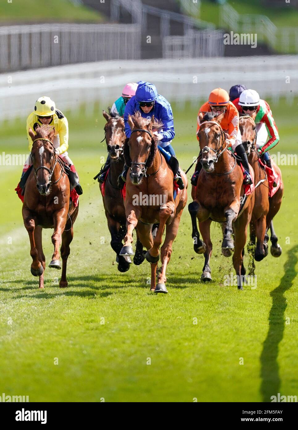 El Drama ridden by Andrea Atzeni (left) on their way to winning the tote+ Biggest Dividends At tote.co.uk Dee Stakes during Ladies Day of the Boodles May Festival 2021 at Chester Racecourse. Picture date: Thursday May 6, 2021. See PA story RACING Chester. Photo credit should read: Alan Crowhurst/PA Wire. RESTRICTIONS: Use subject to restrictions. Editorial use only, no commercial use without prior consent from rights holder. Stock Photo