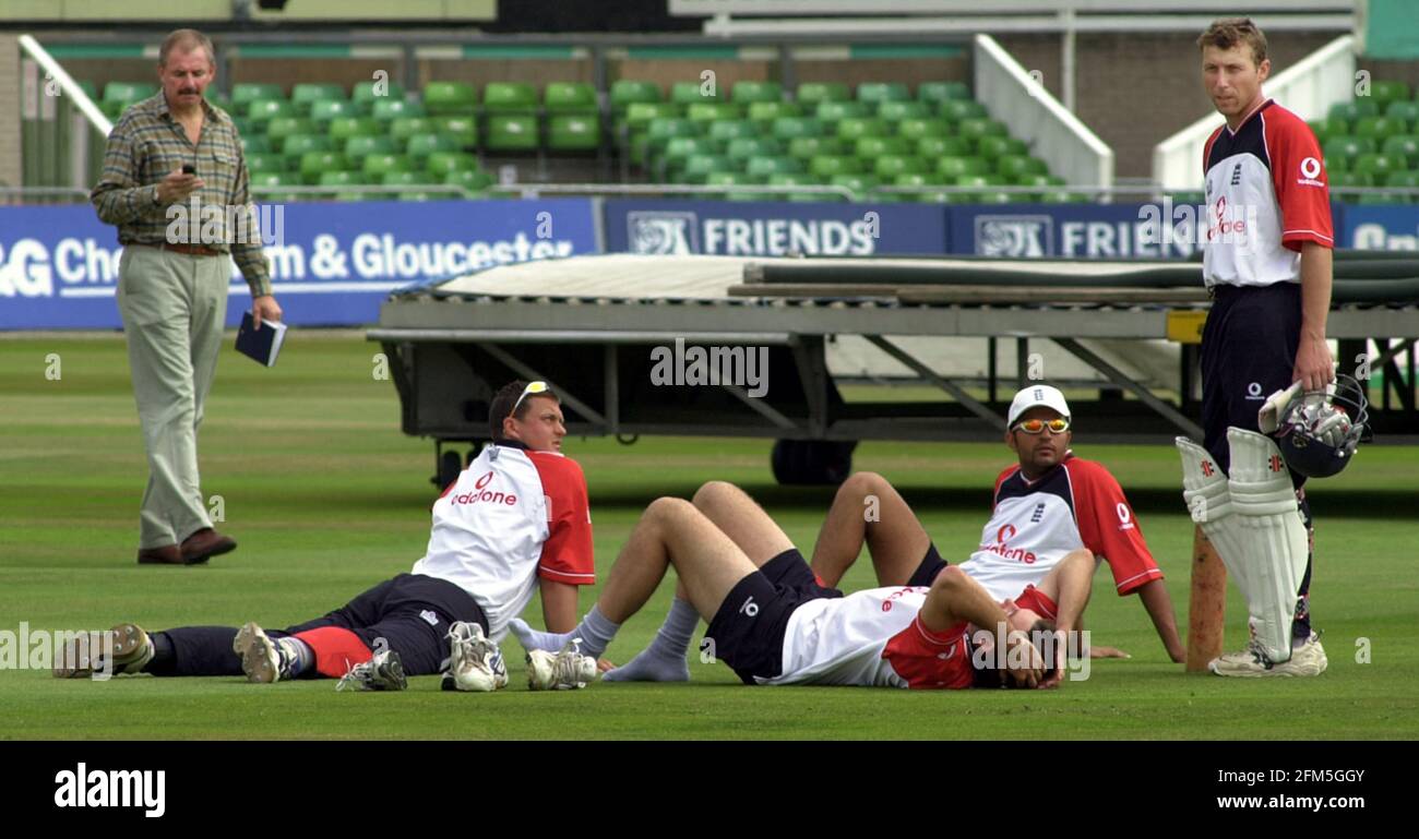 ENGLAND NETS AT TRENT BRIDGE FOR THE 3rd TEST AUG 2001  MICHAEL ATHERTON  STAND IN CAPTAIN IN PLACE OF NASSAR HUSSAIN Stock Photo
