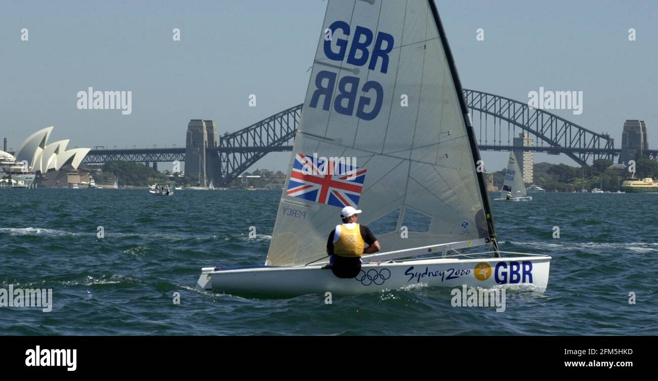 Sydney olympic Games 2000  SEPT 2000.  MENS FINN CLASS BRITON IAIN PERCY GOLD MEDAL. Stock Photo