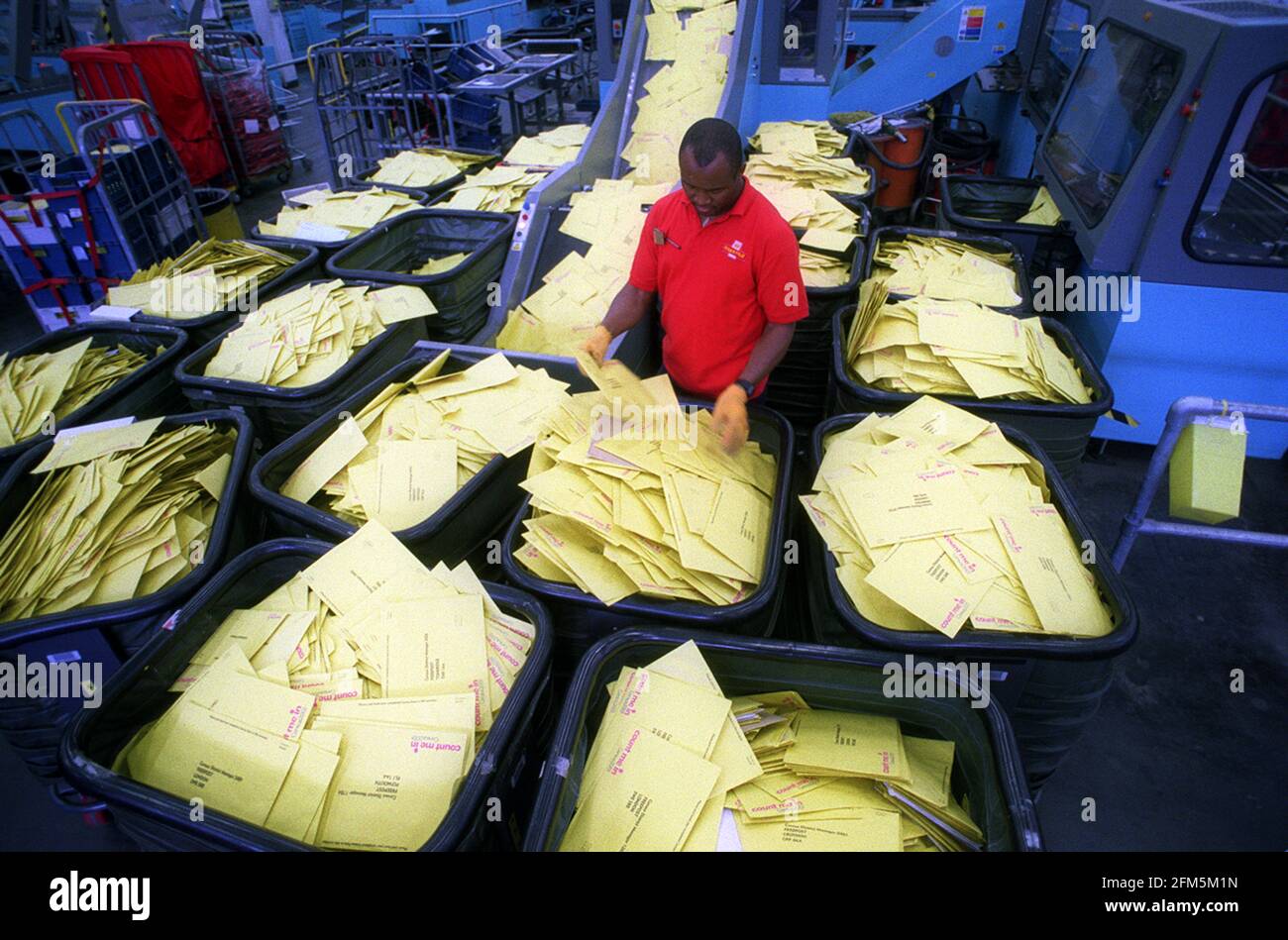 CENSUS FORMS BEING PROCESSED, AT THE ROYAL MAIL SORTING OFFICE IN SOUTH