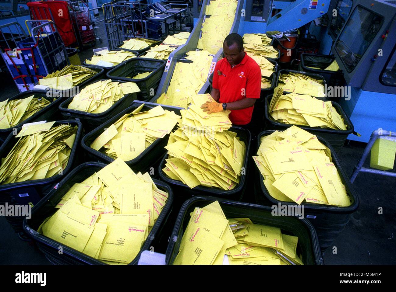 CENSUS FORMS BEING PROCESSED, AT THE ROYAL MAIL SORTING OFFICE IN SOUTH