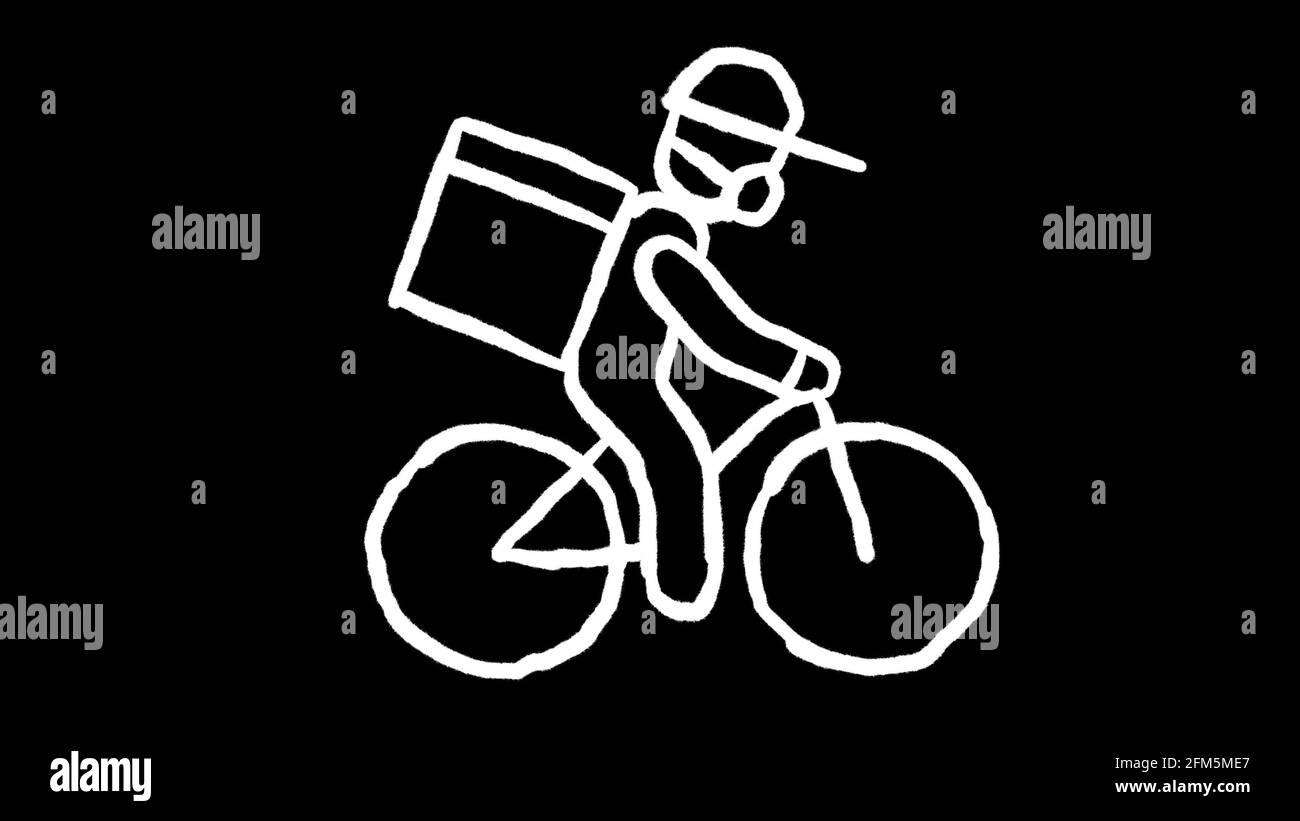 safe rider delivery icon animation in whiteboard style, ideal footage ...