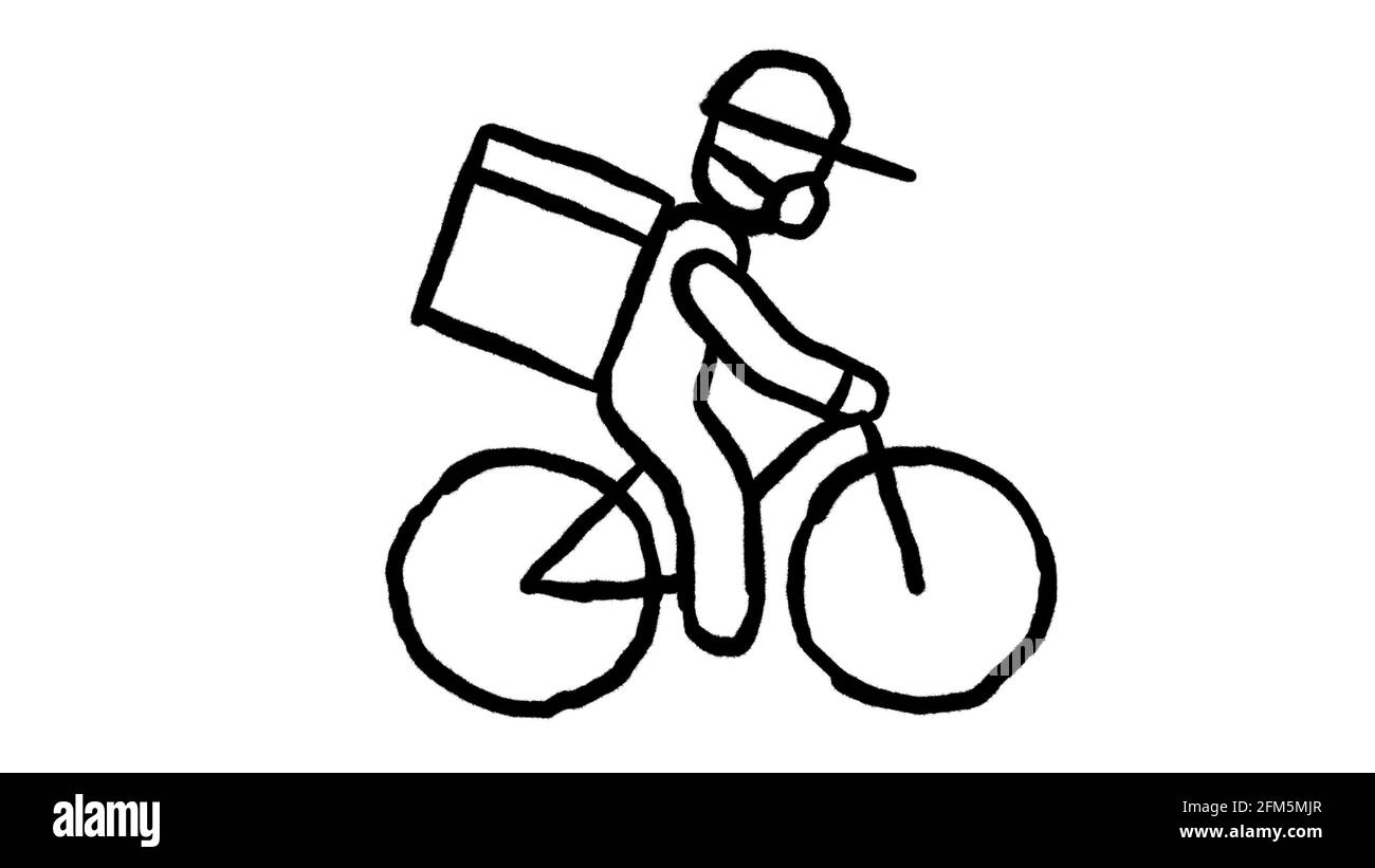 safe rider delivery icon animation in whiteboard style, ideal footage ...