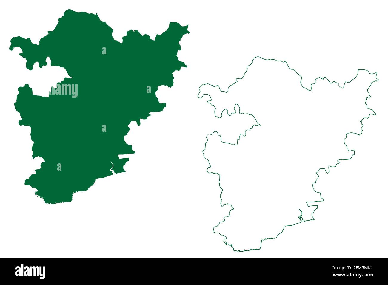 Alirajpur district (Madhya Pradesh State, Indore division, Republic of India) map vector illustration, scribble sketch Alirajpur map Stock Vector
