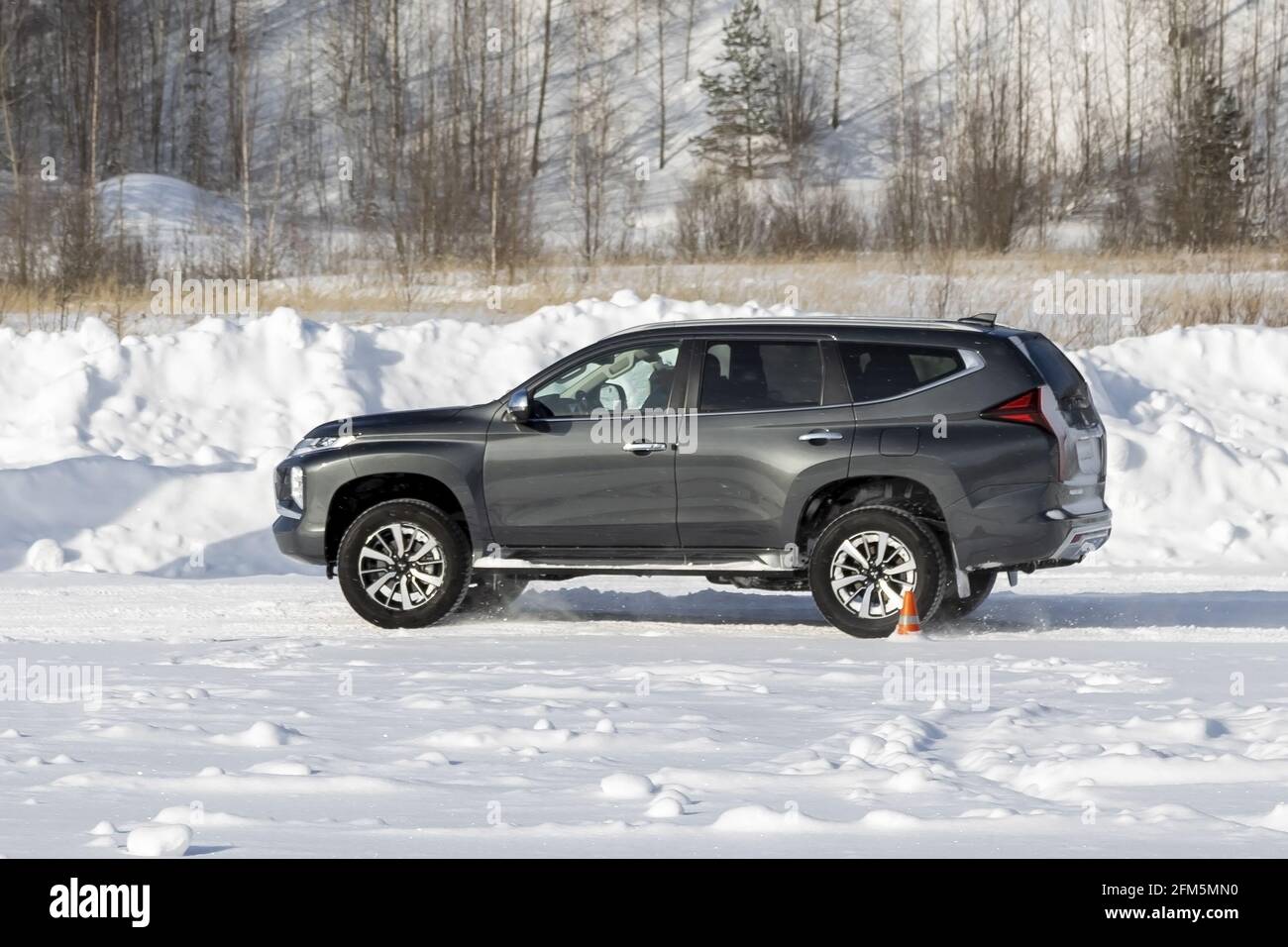 Moscow, Russia - February 17, 2021: All new Mitsubishi Pajero Sport. Montero.  Interior of Japan SUV Stock Photo - Alamy