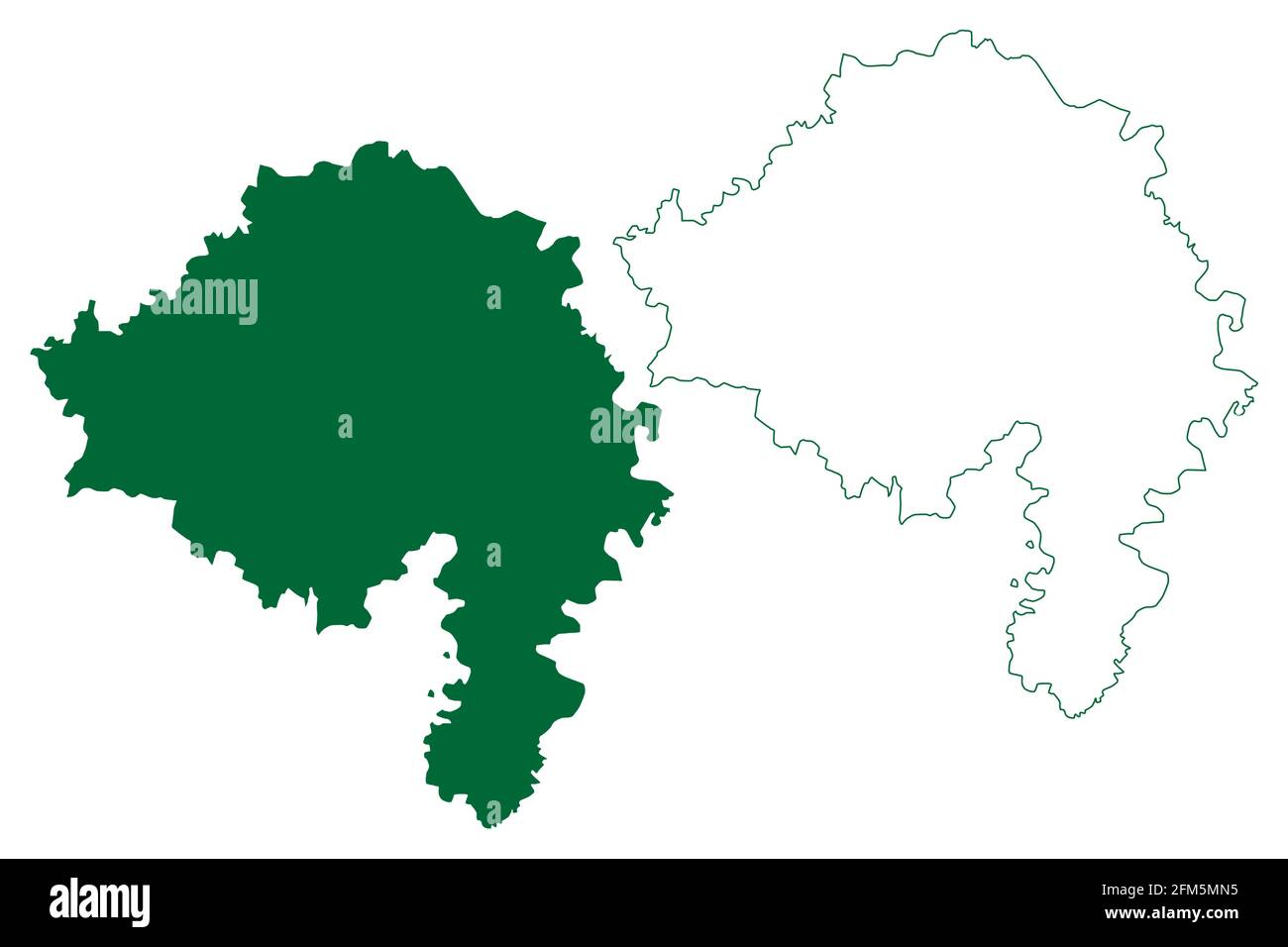 Bhind district (Madhya Pradesh State, Chambal division, Republic of India) map vector