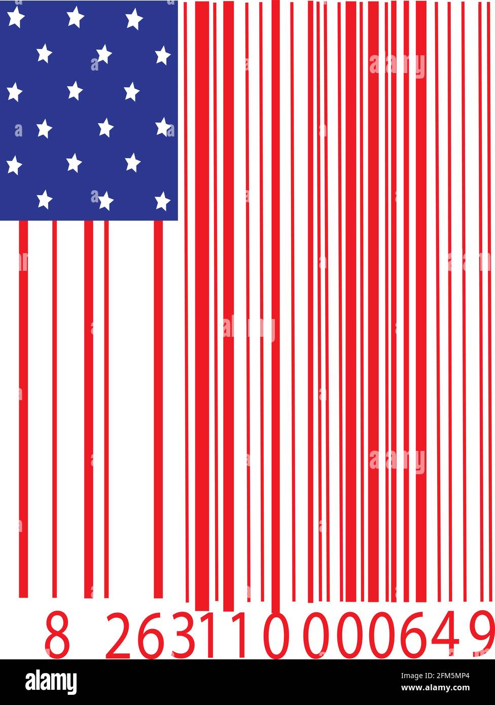 illustration of the american flag made from a barcode design, isolated