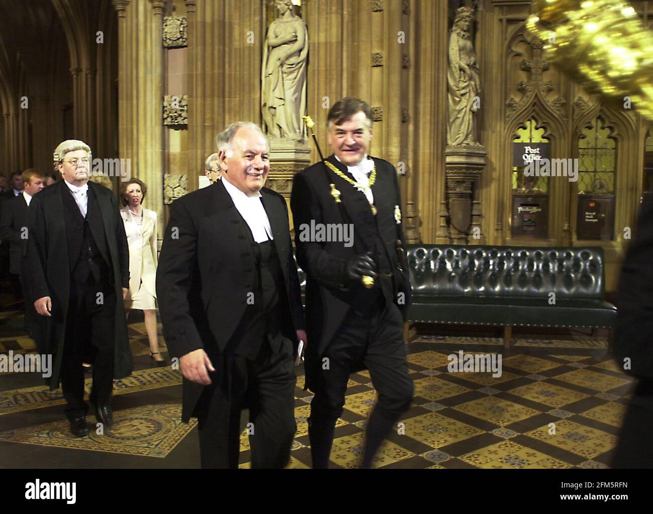 Michael Martin New Speaker of the House of Commons, Oct 2000  processing through central lobby after visiting the lords to confirm his appointment. He is with black rod. Stock Photo