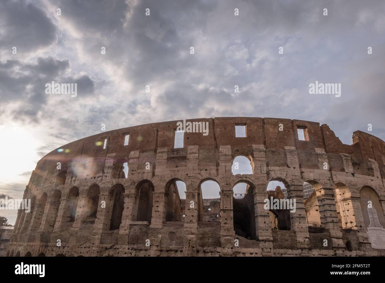 Beautiful view of Rome in Italy. The ancient historical ruins, famous ...
